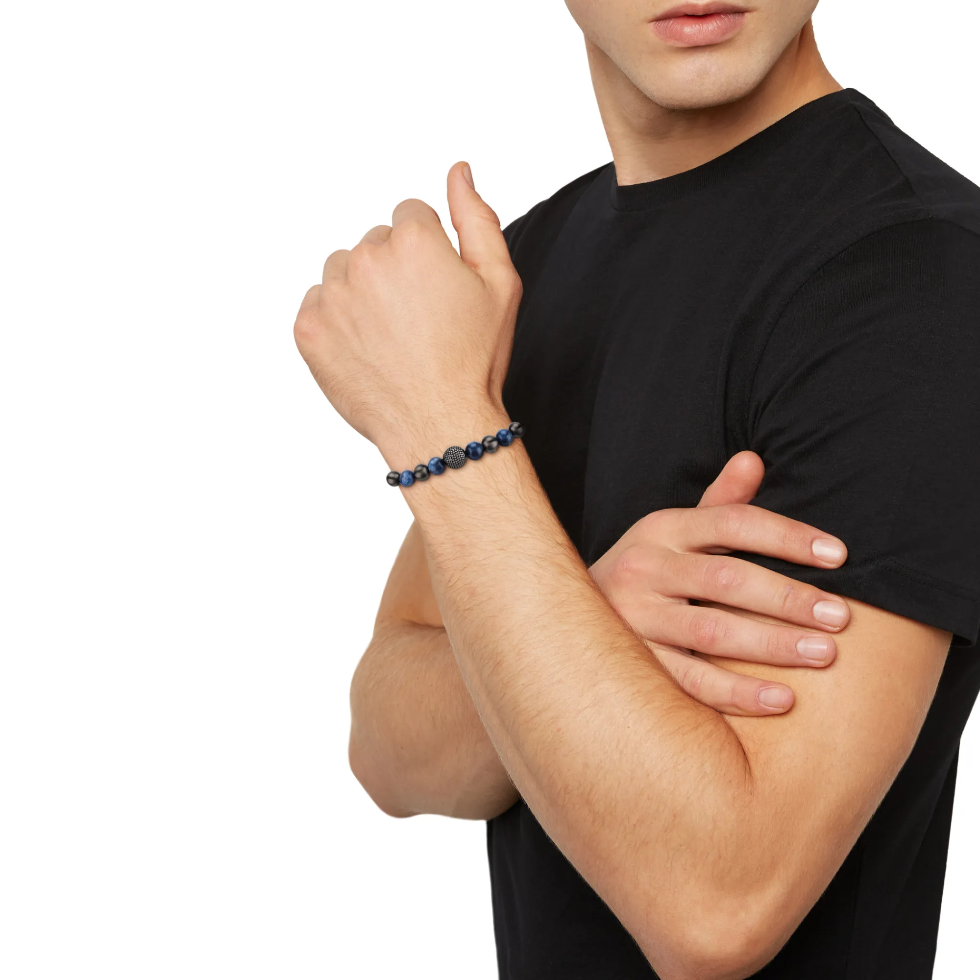 Uomo Breil Bracciali-B FENCE-BRACCIALE IN ACCIAIO IP GUN E SODALITE