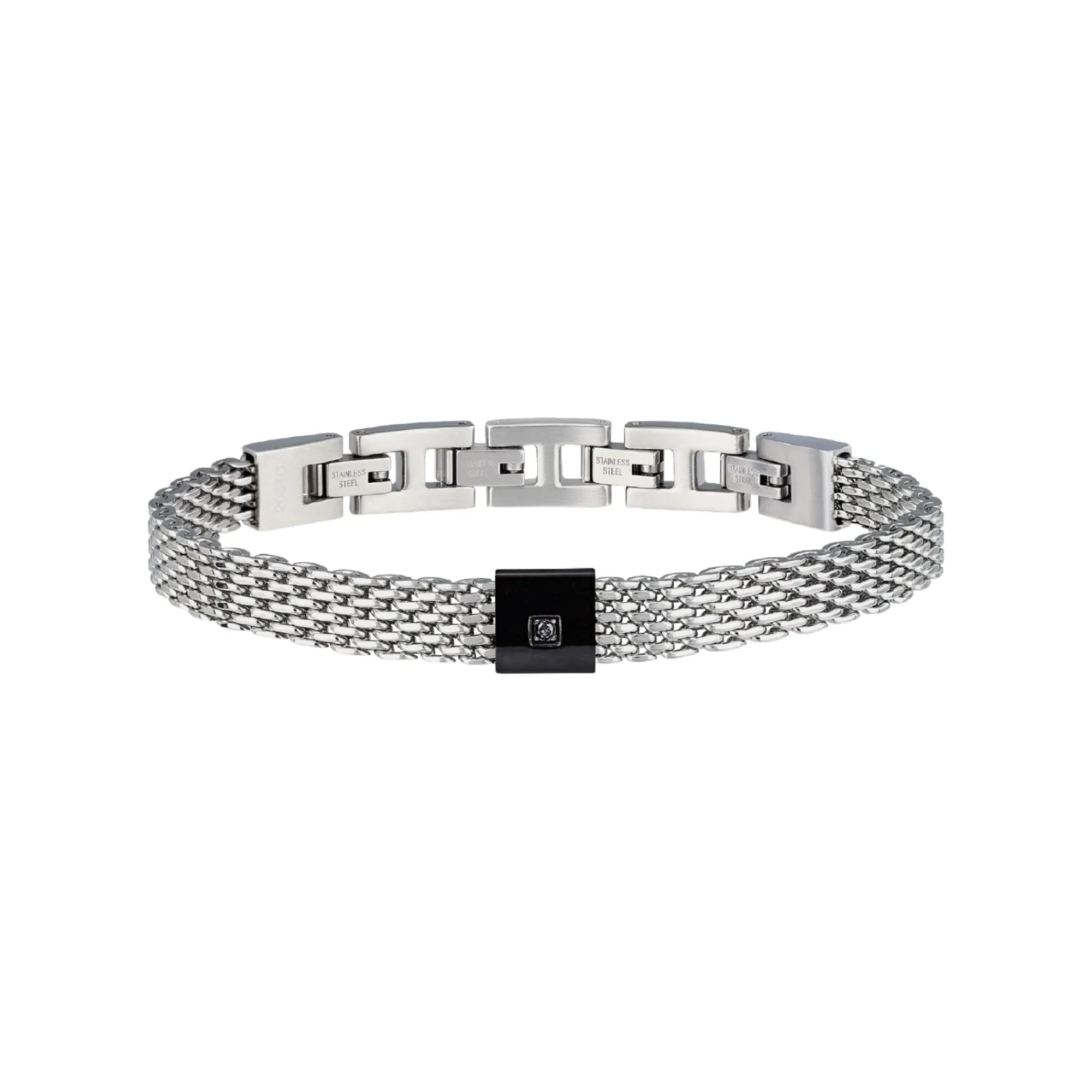 Uomo Breil Bracciali-BLACK DIAMOND-BRACCIALE IN ACCIAIO SILVER E BLACK CON DIAMANTE NATURALE