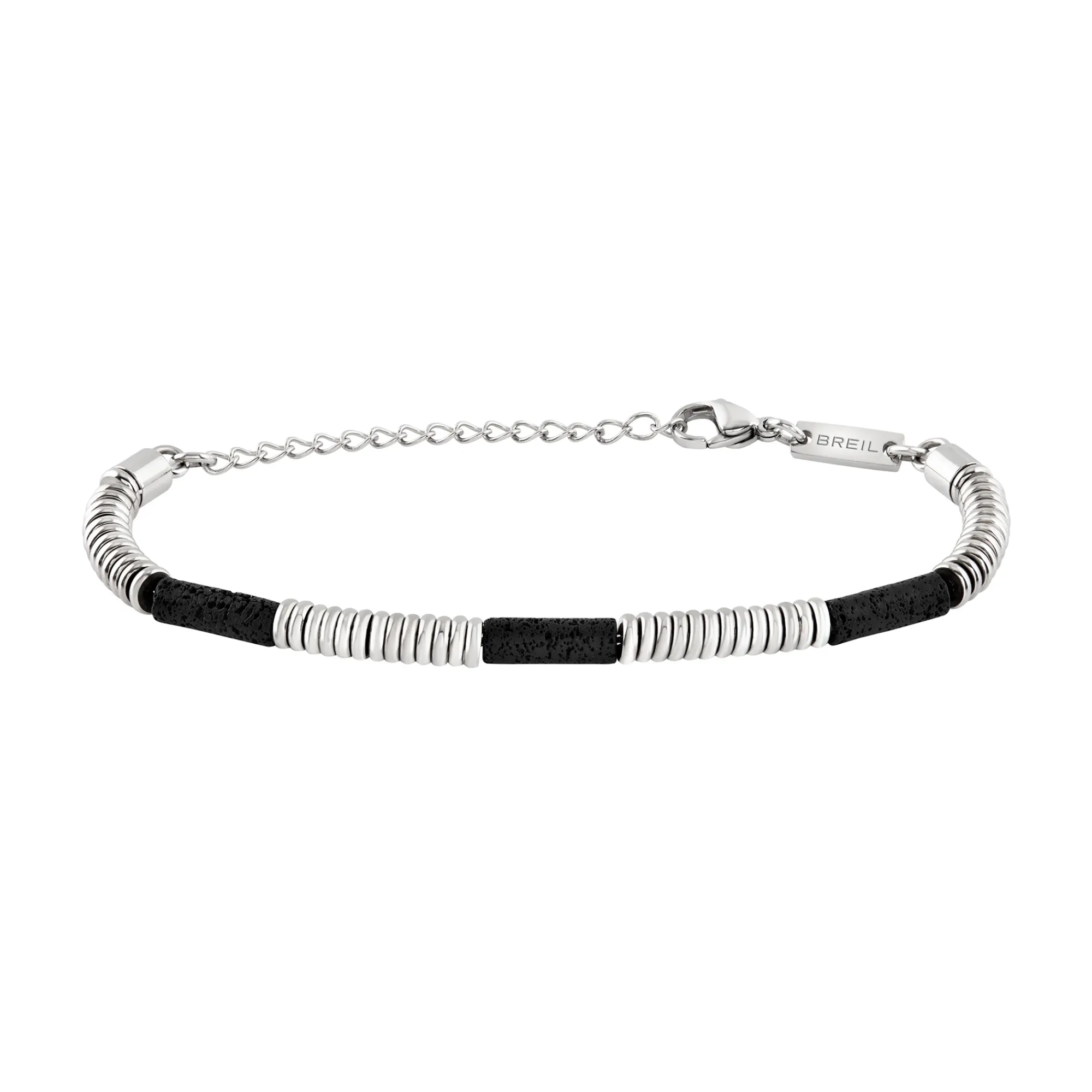 Uomo Breil Bracciali-FUSION-BRACCIALE IN ACCIAIO E LAVA