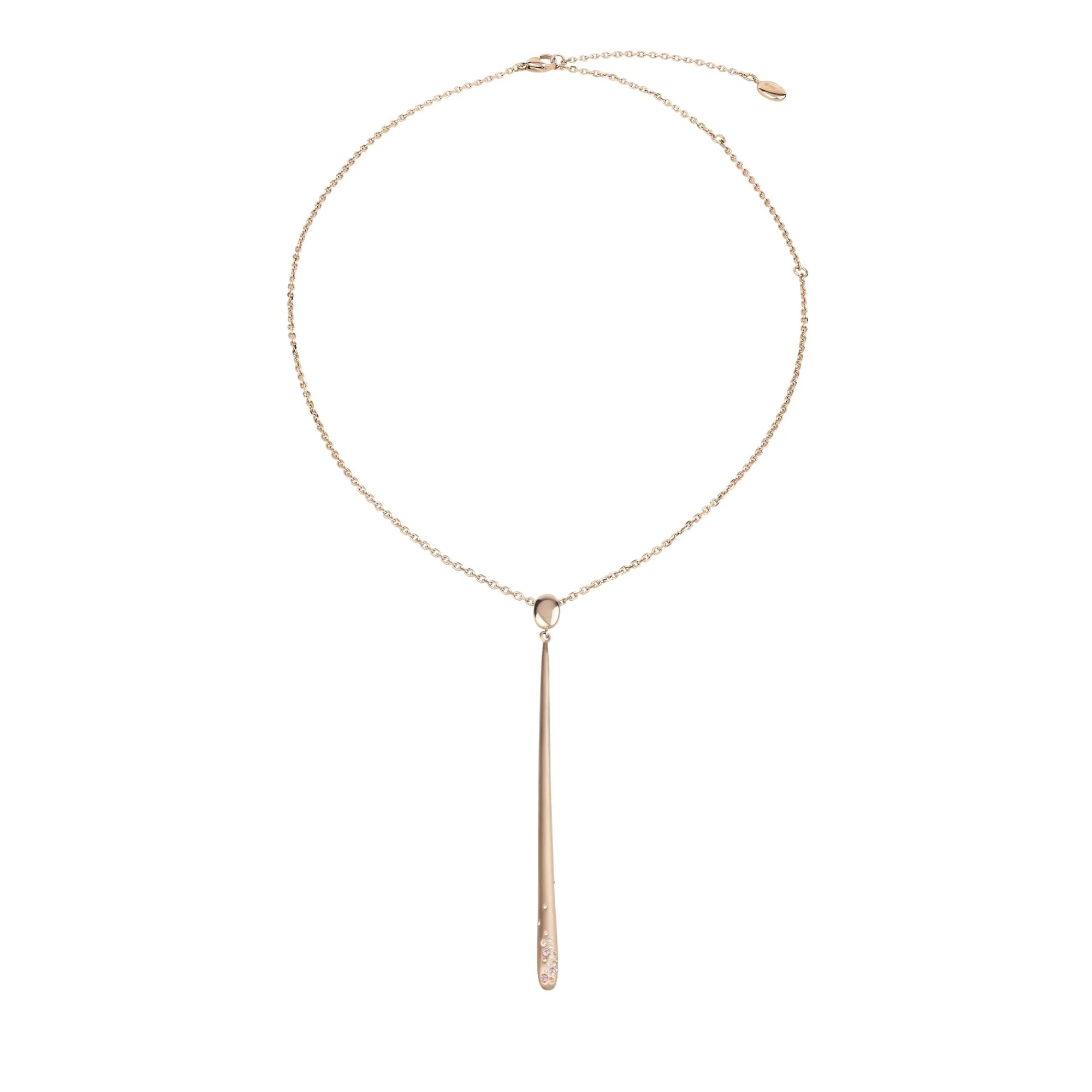 Donna Breil Collane-ILLUSION-COLLANA IN ACCIAIO SATINATO IP ROSE CON PENDENTE A GOCCIA CON CRISTALLI