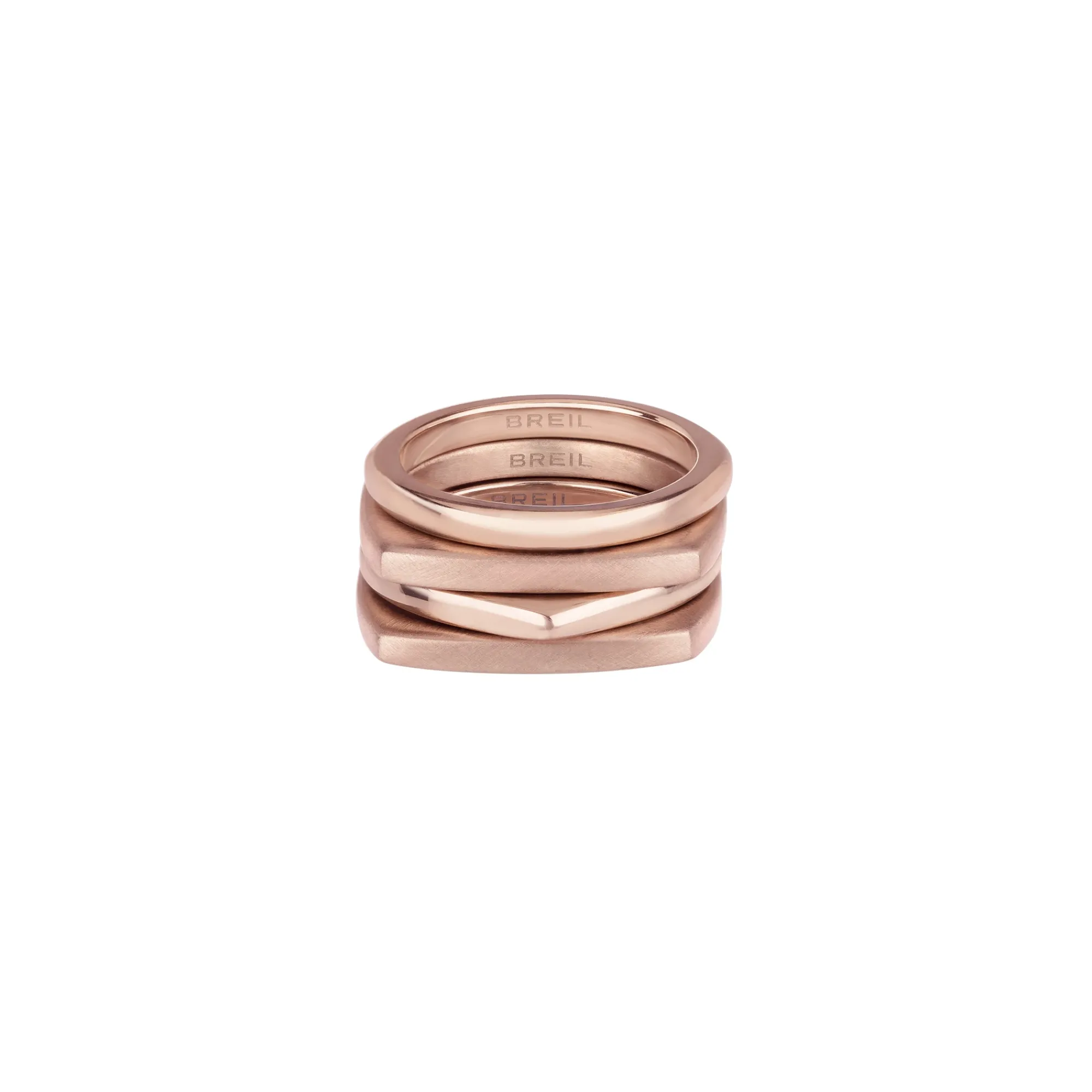 Donna Breil Anelli-NEW TETRA-SET DI 4 ANELLI IN ACCIAIO IP ROSE