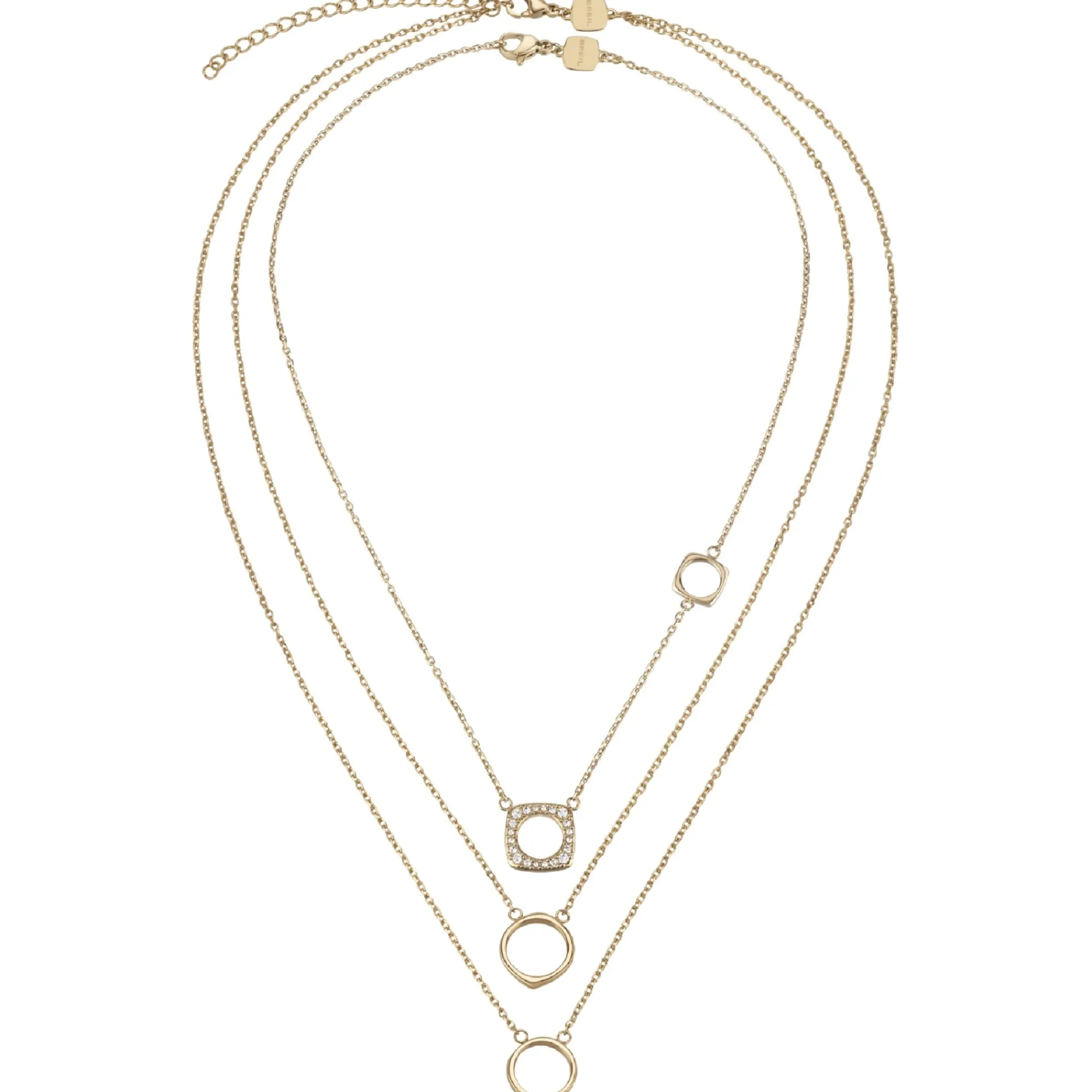 Donna Breil Collane-NEW TETRA-SET DI 2 COLLANE IN ACCIAIO IP GOLD