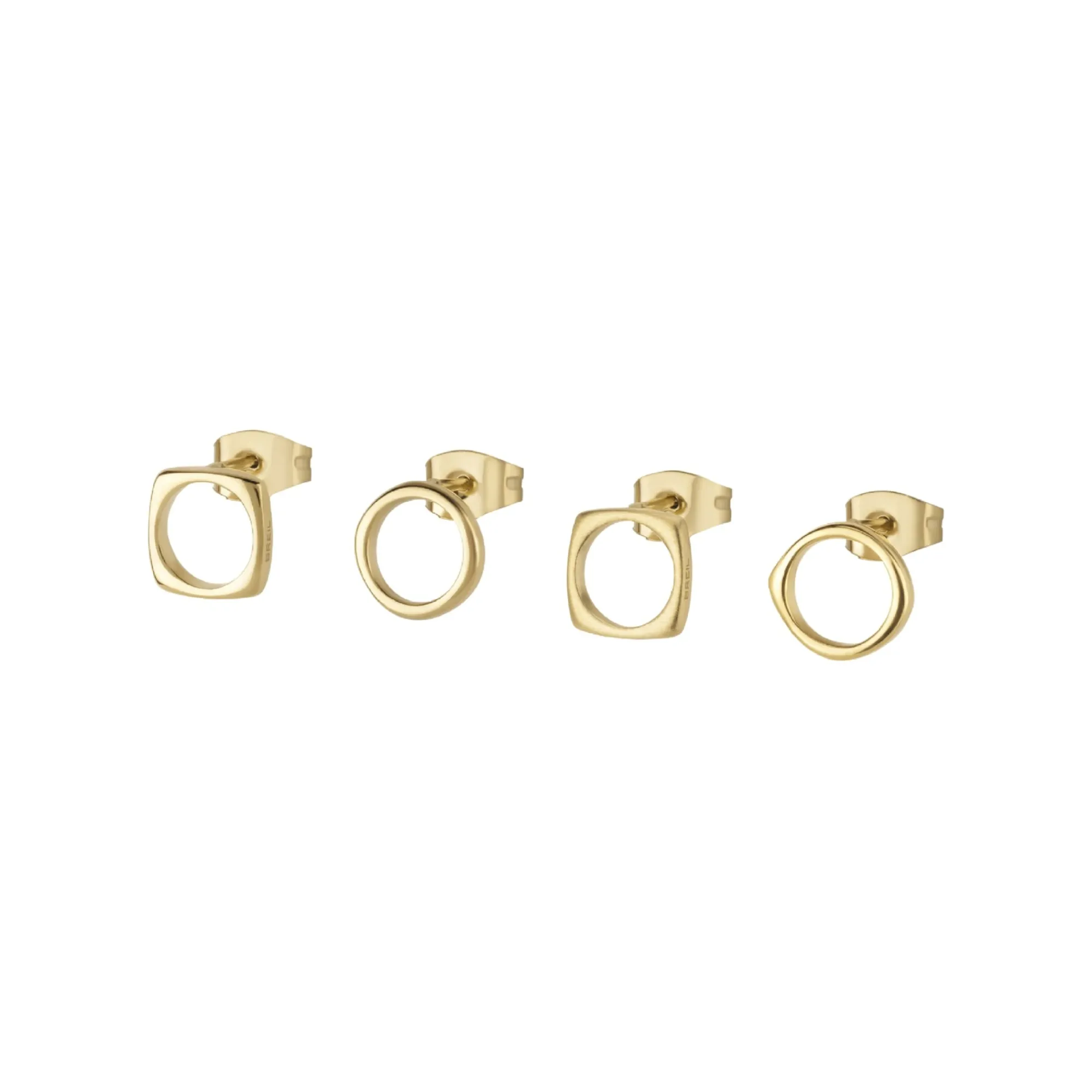 Donna Breil Orecchini-NEW TETRA-SET DI 4 ORECCHINI IN ACCIAIO IP GOLD BILUX