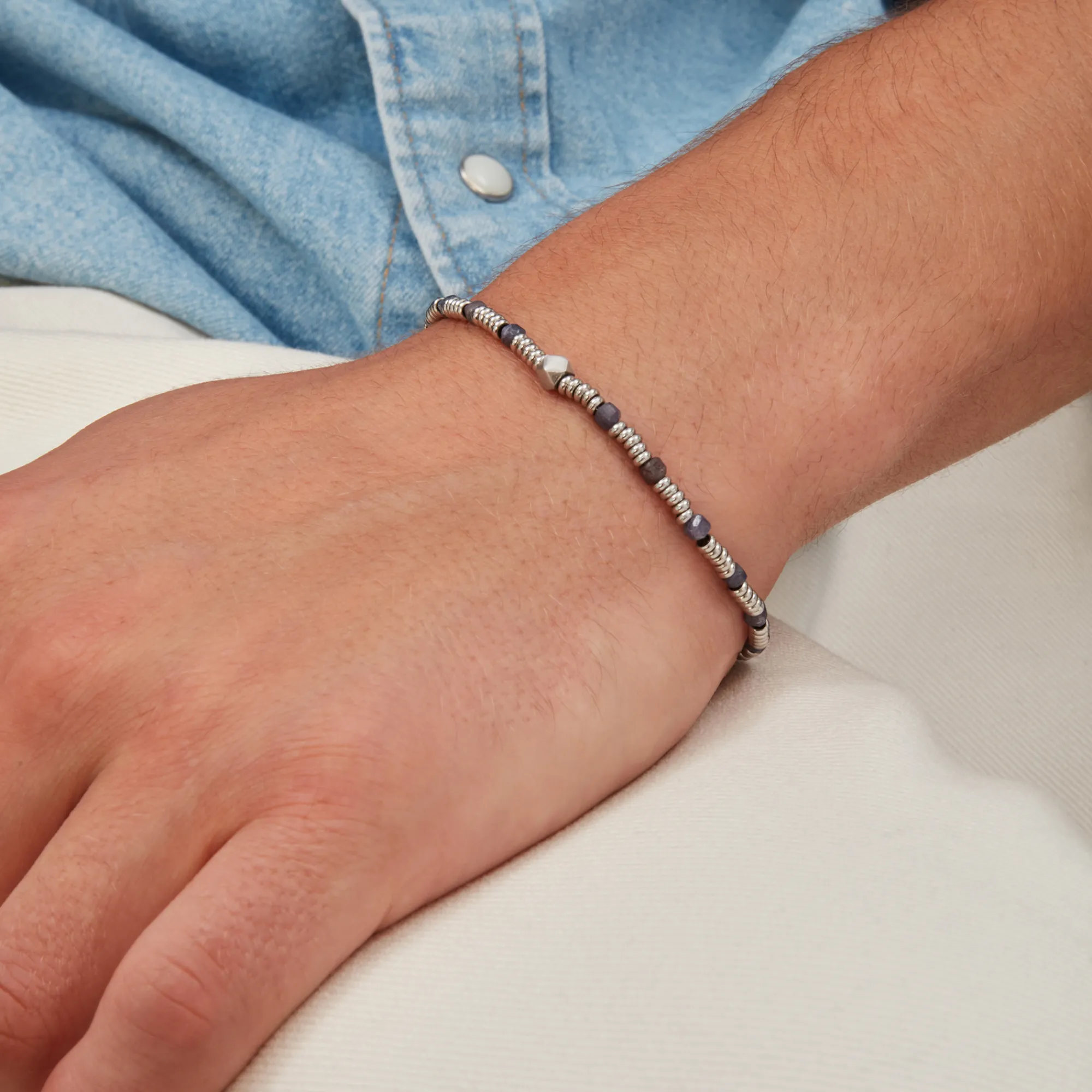 Uomo Breil Bracciali|Idee Regalo Per Lui-PRIAM-BRACCIALE IN ACCIAIO E RADICE DI ZAFFIRO