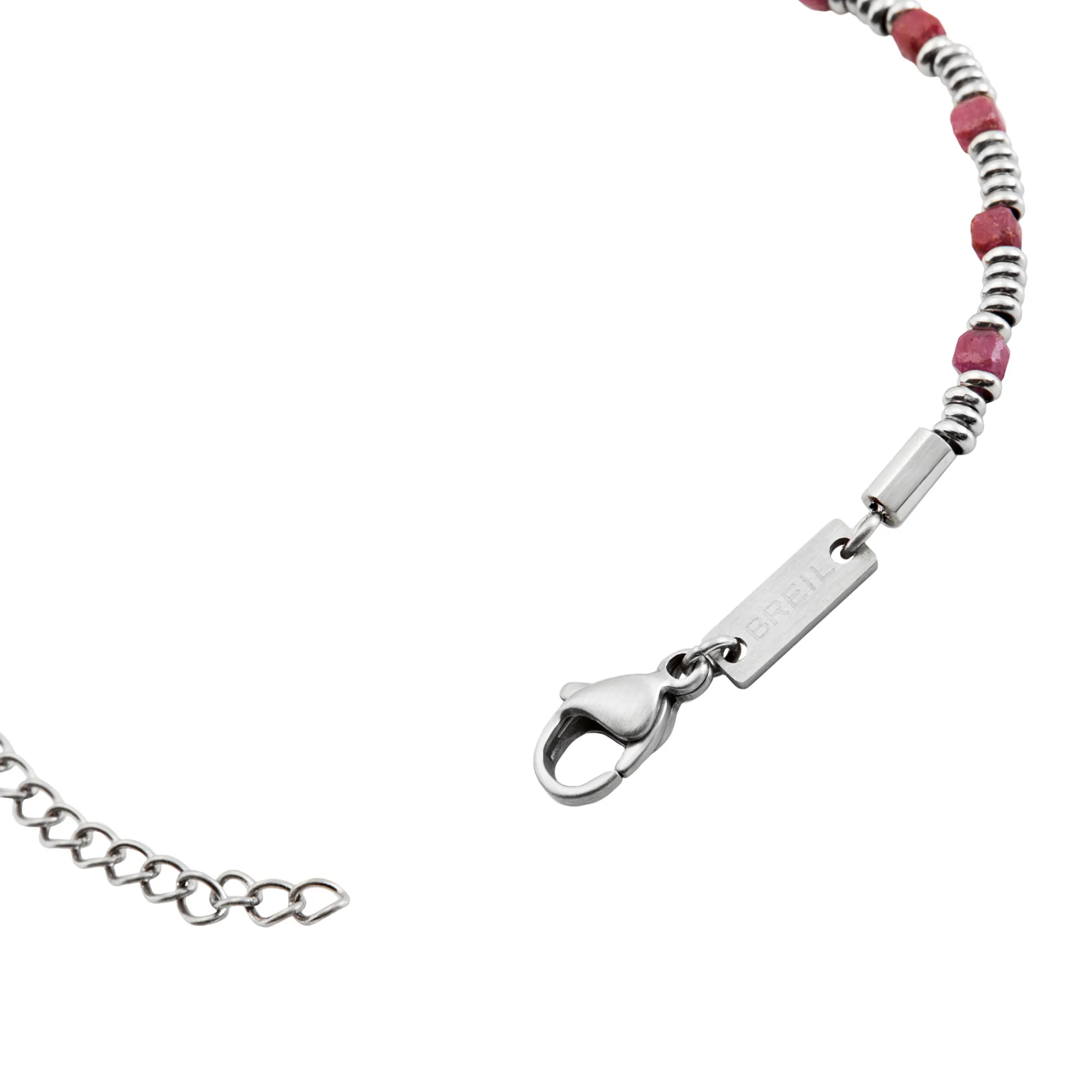 Uomo Breil Bracciali|Idee Regalo Per Lui-PRIAM-BRACCIALE IN ACCIAIO E RADICE DI RUBINO