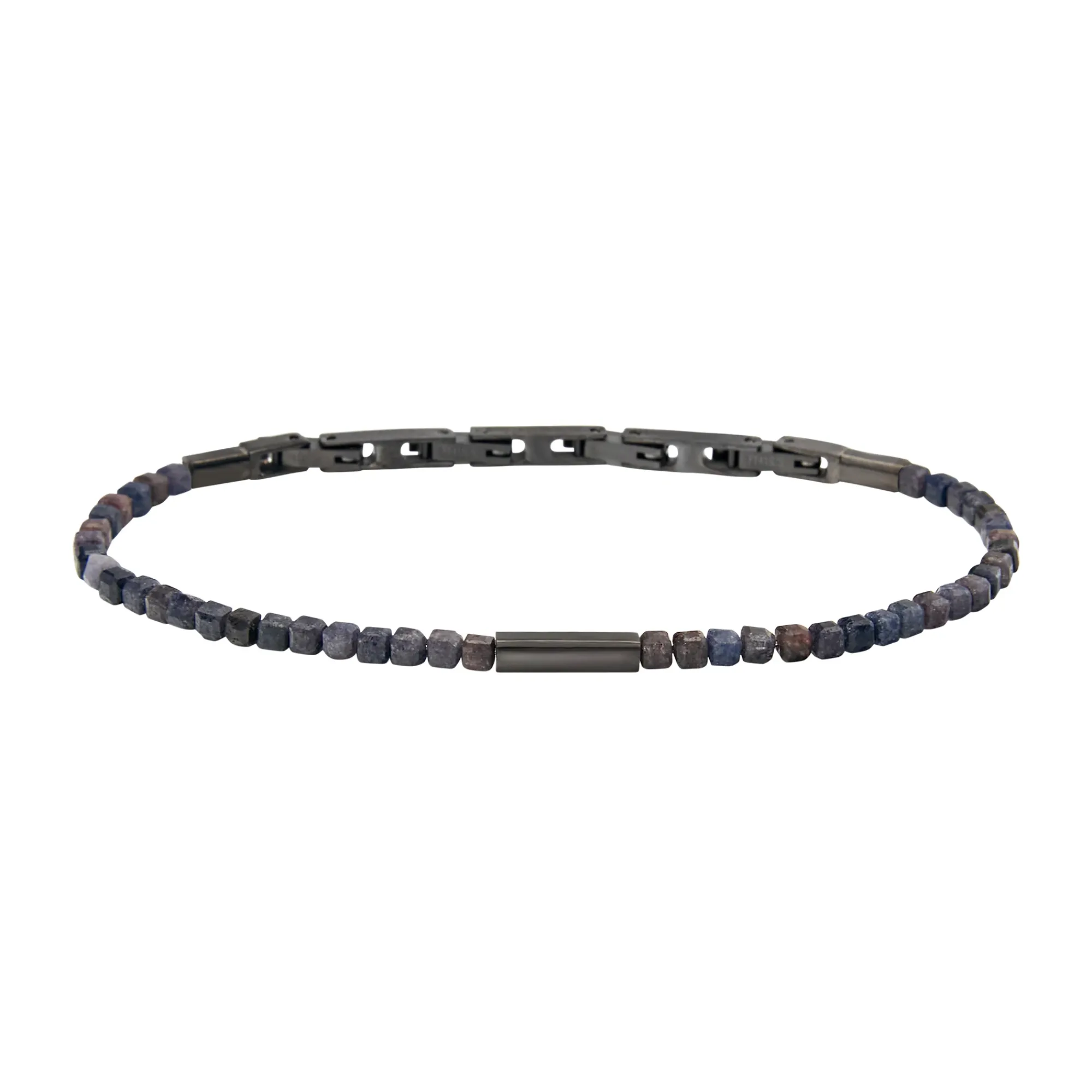 Uomo Breil Bracciali|Idee Regalo Per Lui-PRIAM-BRACCIALE IN ACCIAIO COLOR GUN E RADICI DI ZAFFIRO