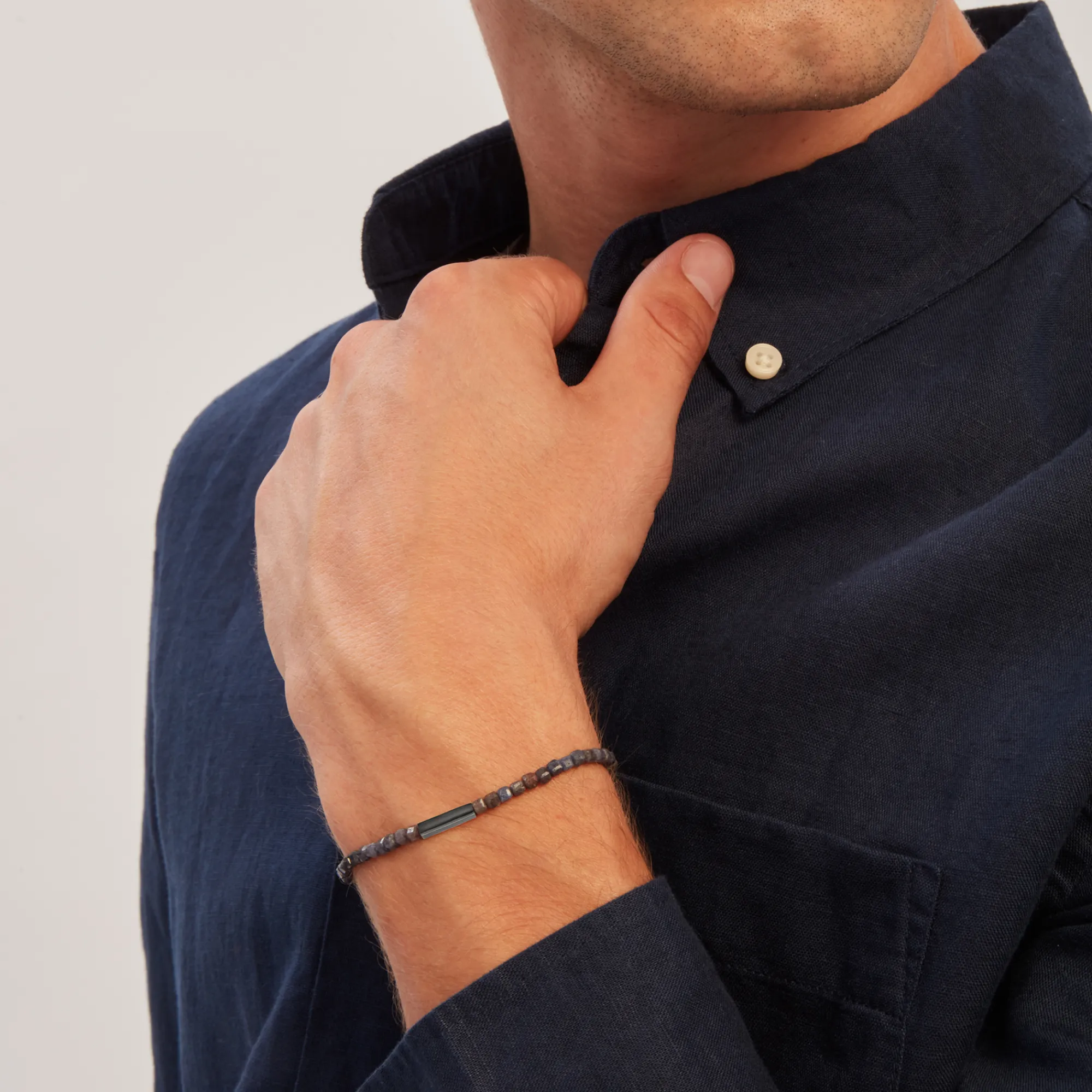 Uomo Breil Bracciali|Idee Regalo Per Lui-PRIAM-BRACCIALE IN ACCIAIO COLOR GUN E RADICI DI ZAFFIRO