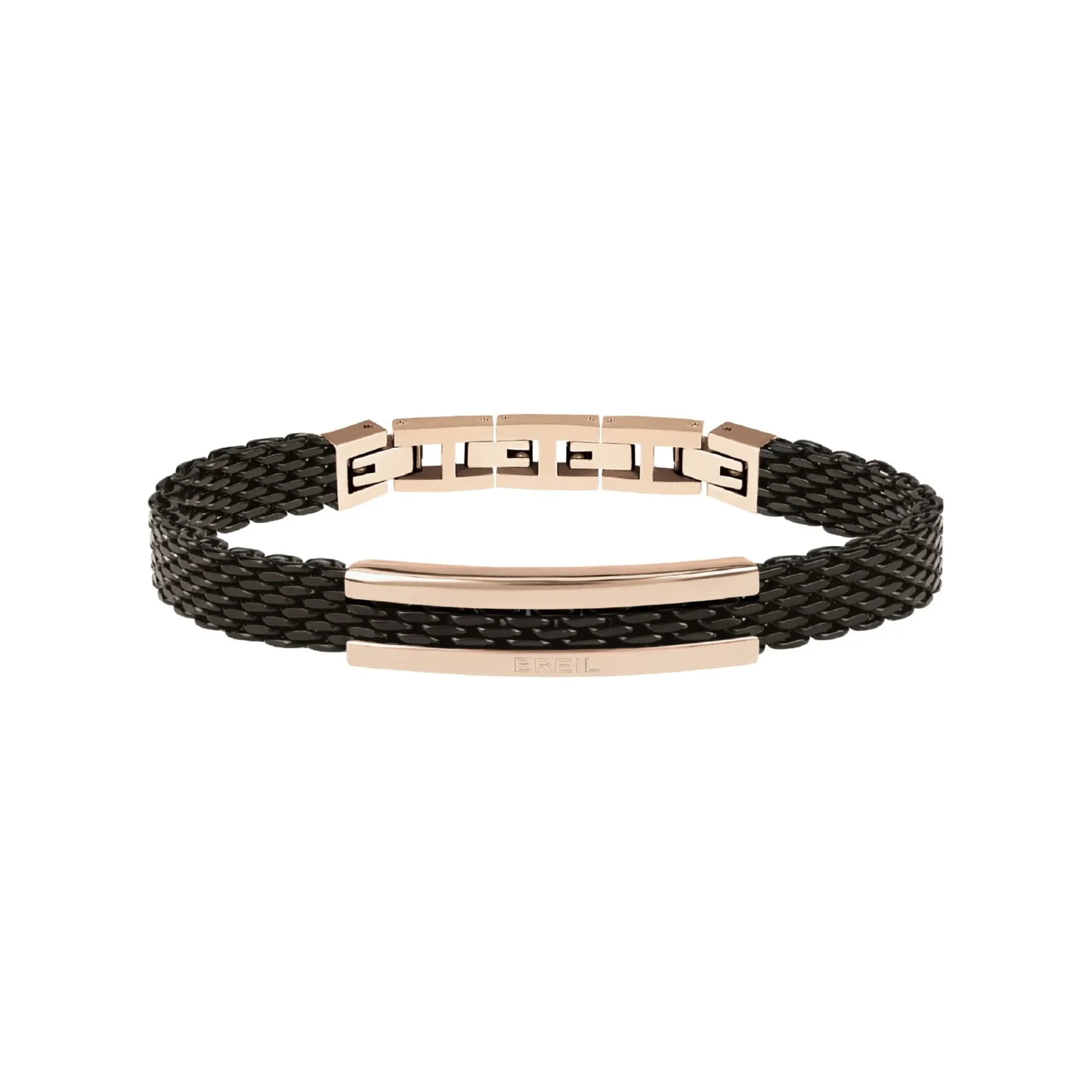 Uomo Breil Bracciali-SNAP-BRACCIALE IN MAGLIA MILANESE IN IP GUN CON ELEMENTO IN IP ROSE