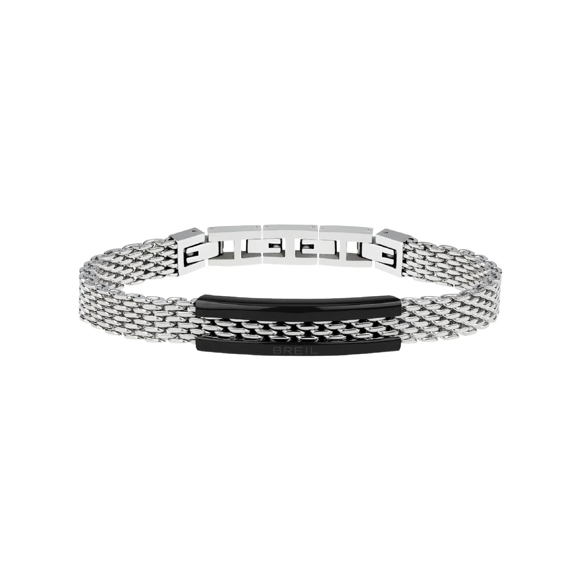 Uomo Breil Bracciali-SNAP-BRACCIALE IN MAGLIA MILANESE IN ACCIAIO CON ELEMENTO IN IP BLACK