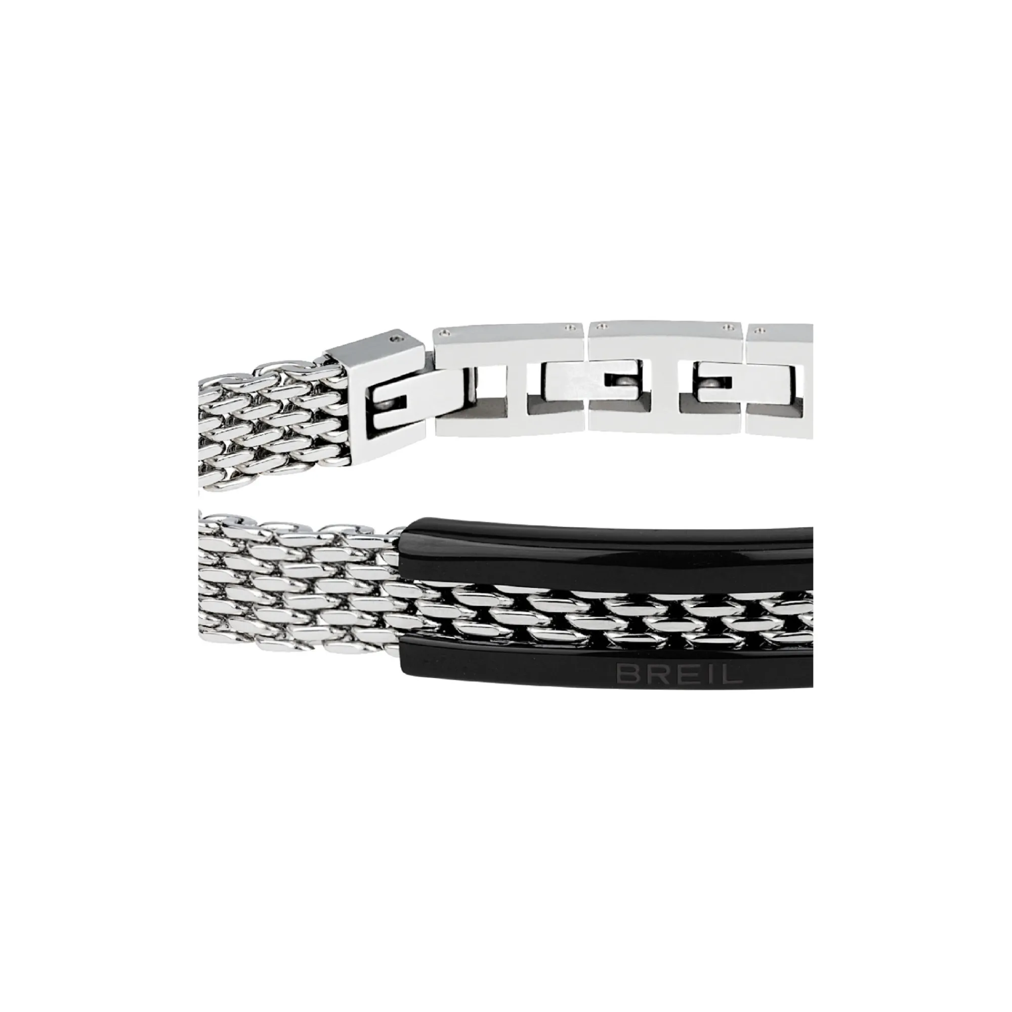 Uomo Breil Bracciali-SNAP-BRACCIALE IN MAGLIA MILANESE IN ACCIAIO CON ELEMENTO IN IP BLACK