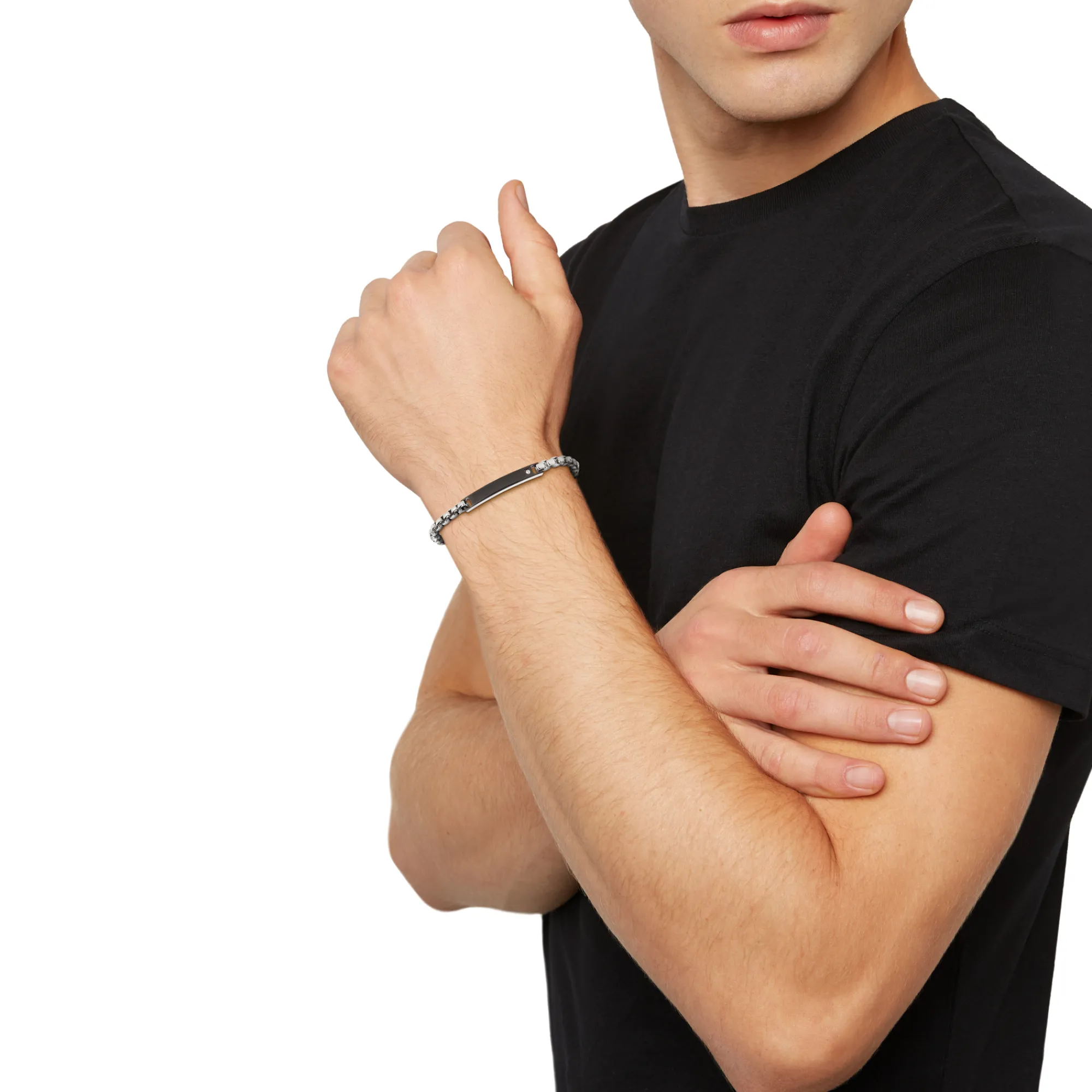 Uomo Breil Bracciali|Regali Personalizzabili-TAG AND CROSS-BRACCIALE IN ACCIAIO BICOLOR E CUBIC ZIRCONIA